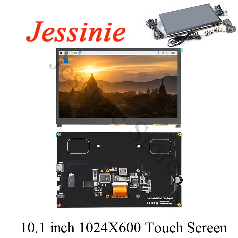 Raspberry Pi 10.1 Inch Capacitive Touch Screen Ips - Hdmi-互換性のあるLCDディスプレイモジュール,10.1インチ容量のタッチスクリーン1024x600 ips hd広い角パネル,ベアタッチ互換,10.1/4b