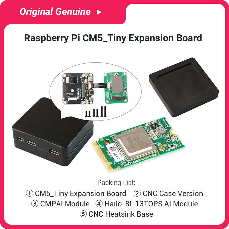 Raspberry Pi Ai Kit Hailo-8L - Hailo 8L AIモジュールとCNCケースを備えたRaspberry Pi CM5 Edgeデバイス用の完全なCM5